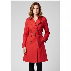 Talbots Classic red lined double breasted lightweight trench coat size 12